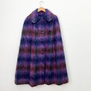 Fraser Cameron Mohair Wool Made in Scotland Blue Purple Pink Red Layered Ombre L